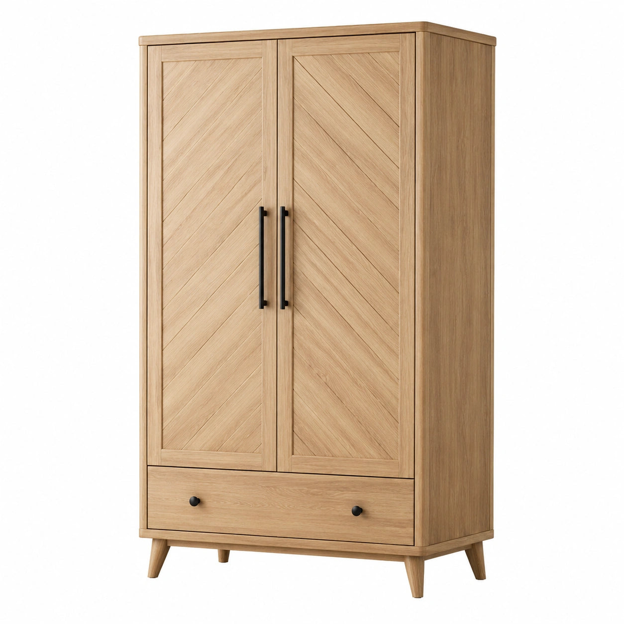 Armoire en Bois de Chêne avec Portes et Tiroir