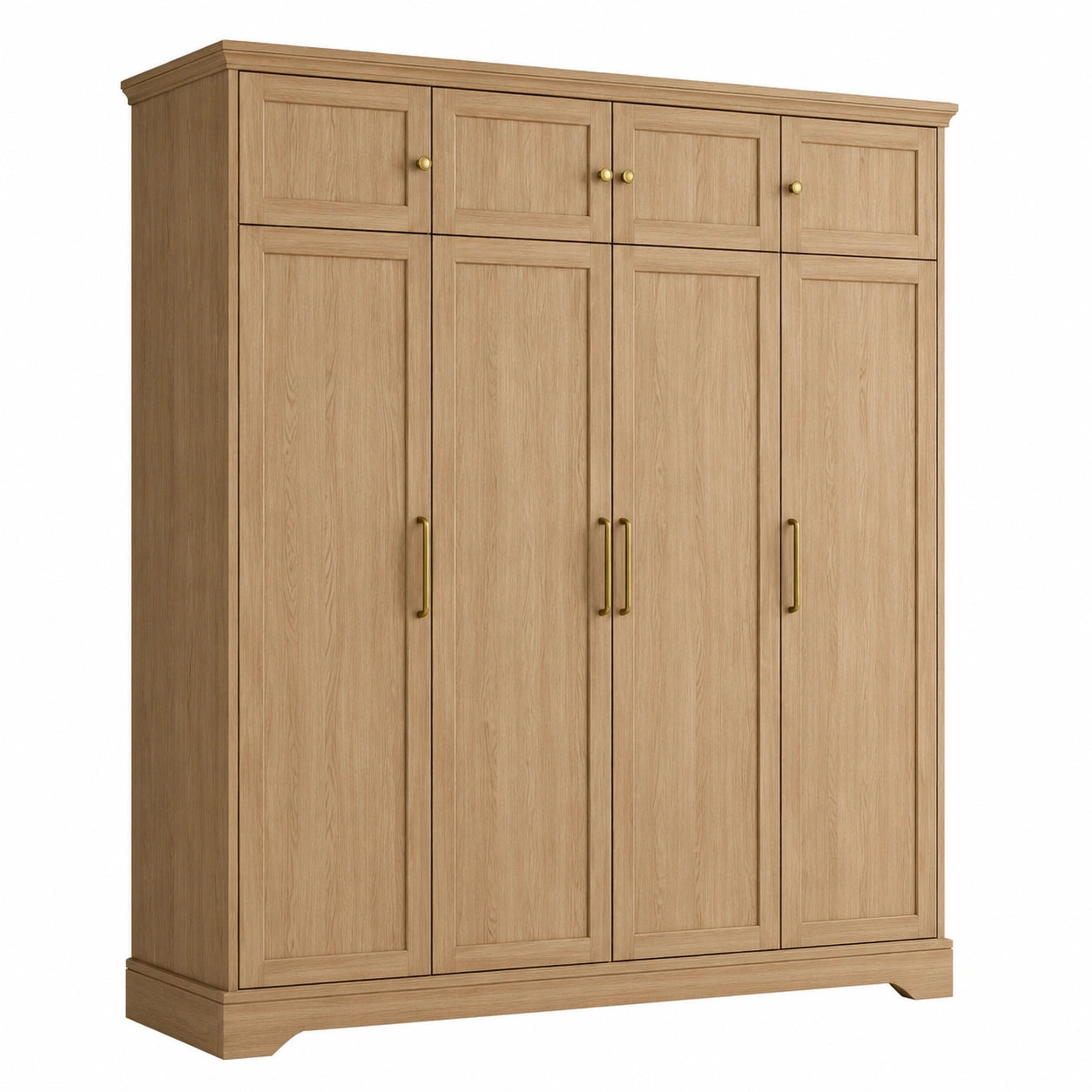 Armoire en Bois à 4 Portes avec Poignées Métalliques