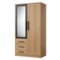 Armoire en bois avec miroir 2 portes et 3 tiroirs