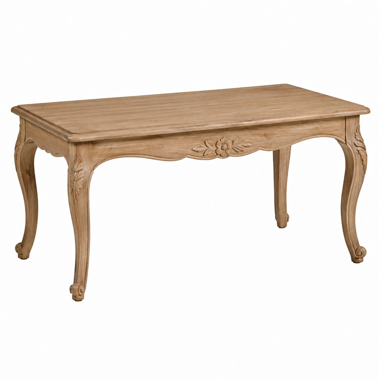 Table à manger en bois sculpté 150 cm beige
