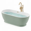 Baignoire îlot ovale en acrylique avec robinetterie en laiton, 170x80x60 cm, vert