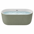 Baignoire îlot ovale en acrylique nervuré blanc et vert olive 180 x 85 x 60 cm