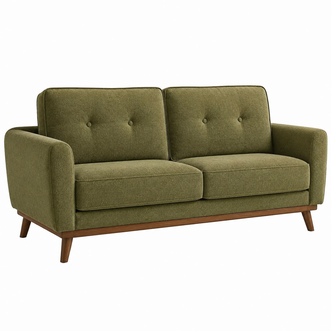 Canapé 3 places en tissu vert olive, 200 cm