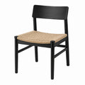 Chaise en bois noir avec assise en corde beige
