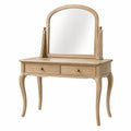 Coiffeuse en bois avec miroir arqué et tiroirs