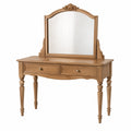 Coiffeuse en chêne avec miroir en verre trempé et tiroirs 110x45x140 cm marron