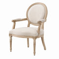 Fauteuil en bois et tissu beige
